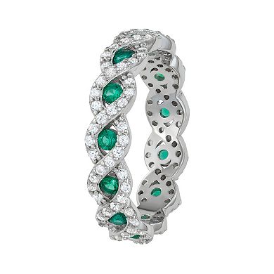 Sterling Silver Lab-Created Green Spinel & Cubic Zirconia Ring