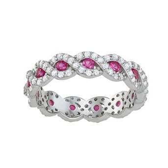 Sterling Silver Lab-Created Ruby & Cubic Zirconia Ring