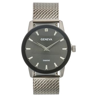 Geneva Diamond Accent Gunmetal Mesh Men's Watch - KHA0001GU