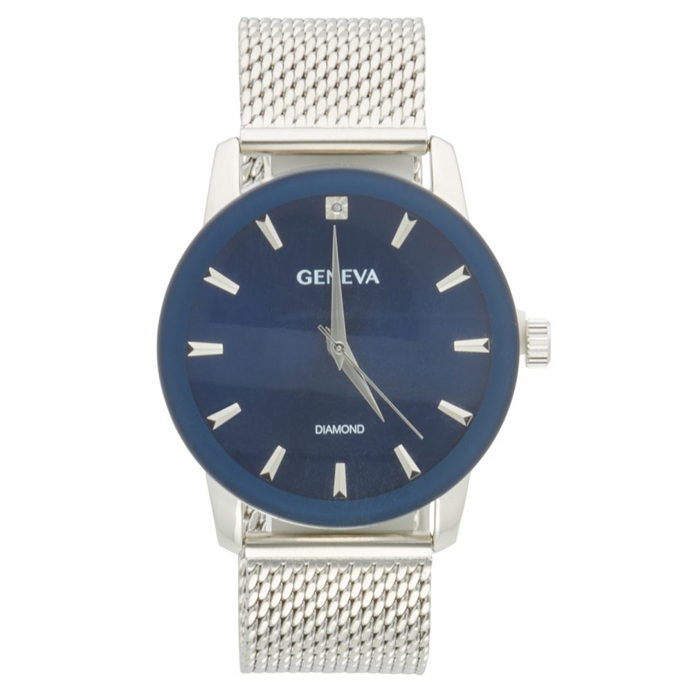 【中古】 Into Blue watching Land’s End Closer to Geneva GENEVA PLATINUM WATCH WITH BLUE RUBBER BAND & CRYSTALS ON