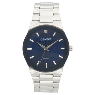 Geneva Diamond Accent Silver Tone Men's Bracelet Watch - KHA0005SL