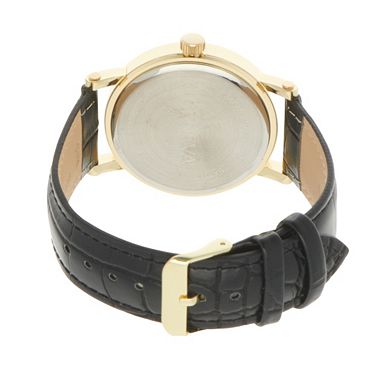 Geneva Diamond Accent Gold Tone Men's Strap Watch - KHA0006GD