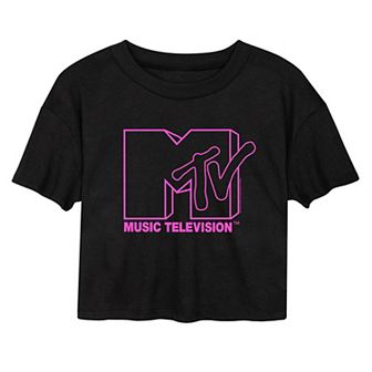Juniors' MTV Pink Cropped Tee