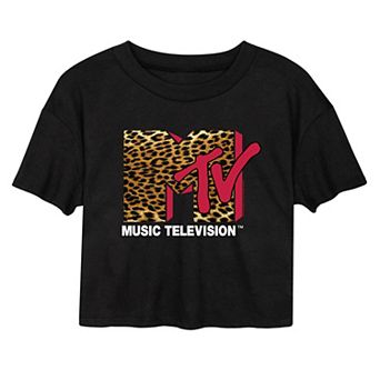 Juniors' MTV Leopard Cropped Tee