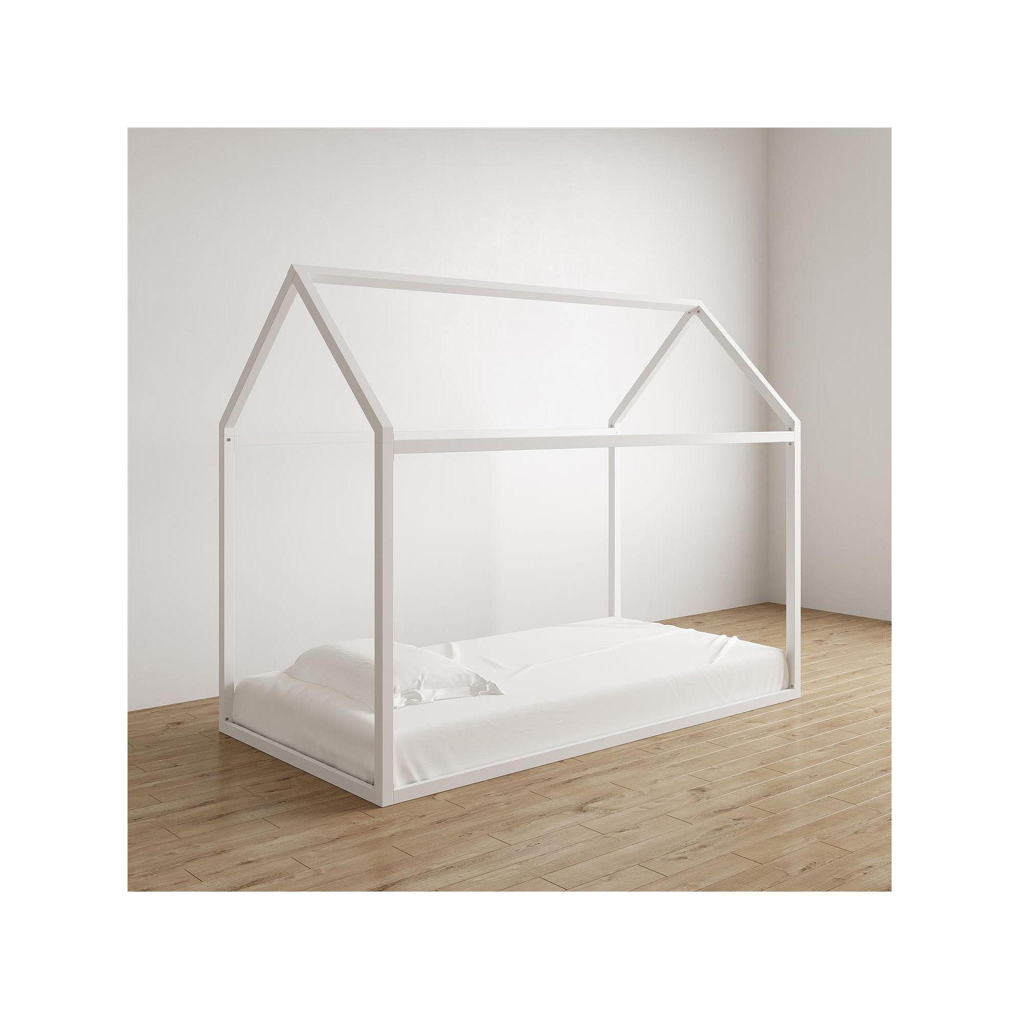 Little Seeds Skyler Metal House Twin Bed, White