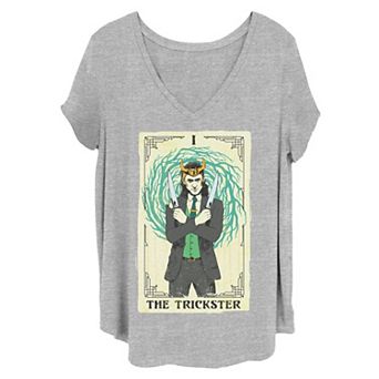 Juniors' Plus Size Marvel Loki Trickster Tarot Graphic Tee