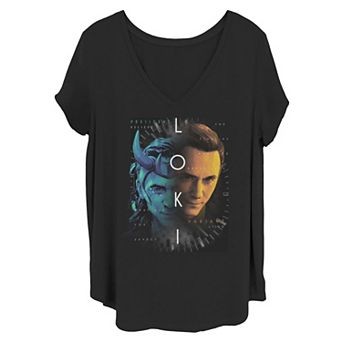 Juniors' Plus Size Marvel Loki Split Choices Tee
