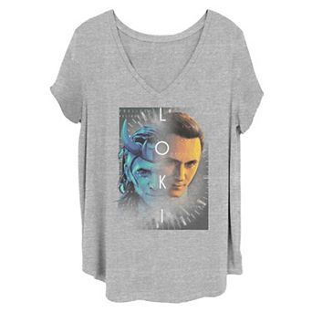 Juniors' Plus Size Marvel Loki Split Choices Tee