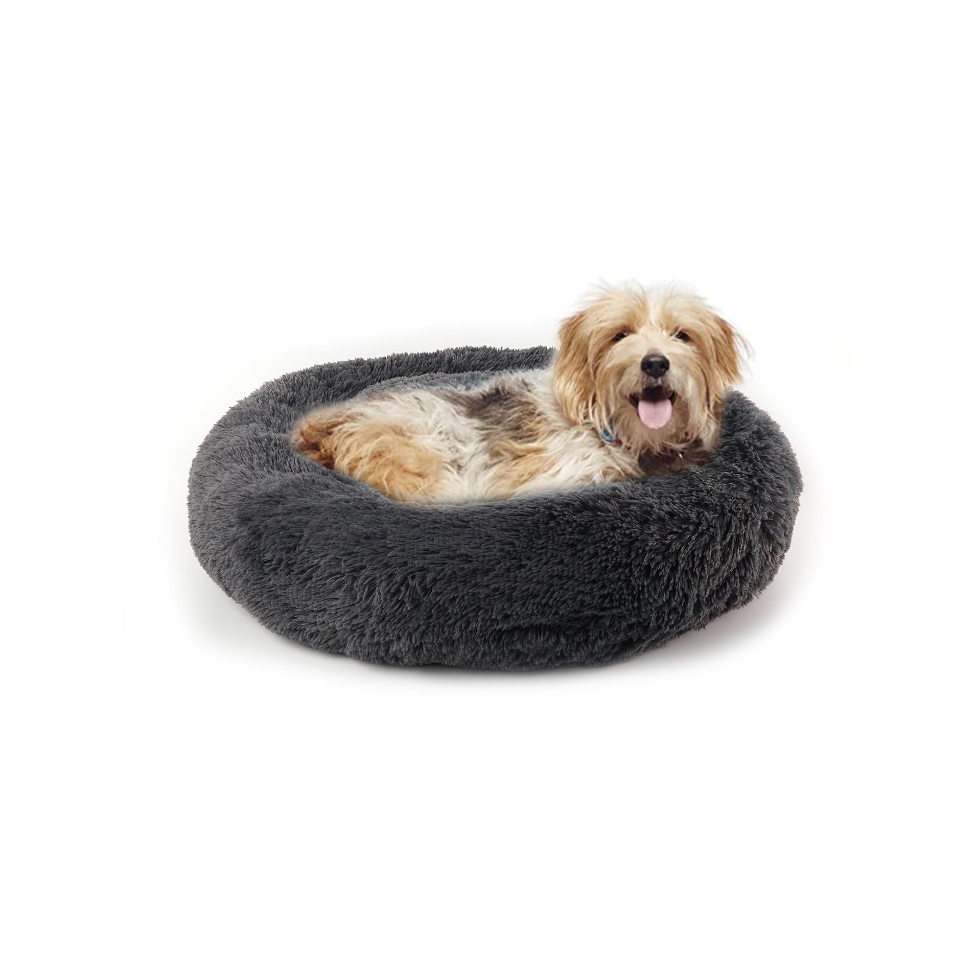 Precious Tails Super Lux Faux Fur Doughnut, Grey