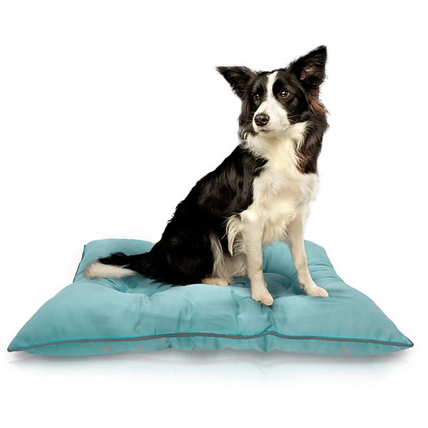 Precious Tails Co-Pilot Water Resistant Travel Pet Bed - Aqua Gray (SMALL)