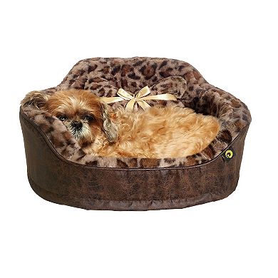 Precious Tails Leather & Leopard Princess Dog Bed