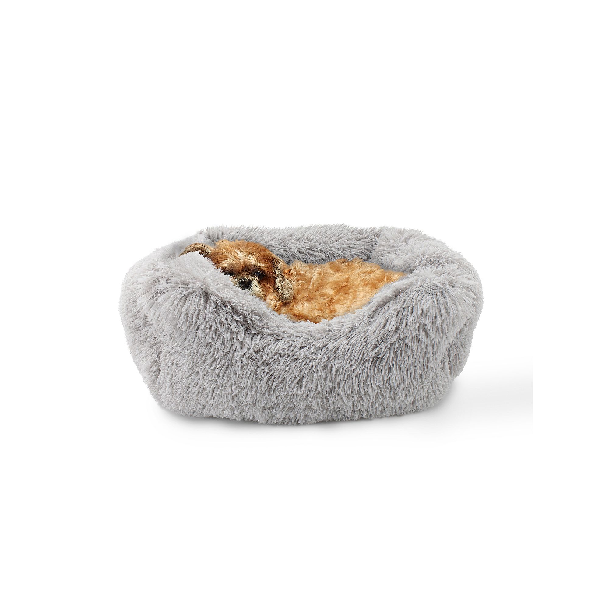 Precious Tails Lux Faux Fur Doughnut, Ice Gray