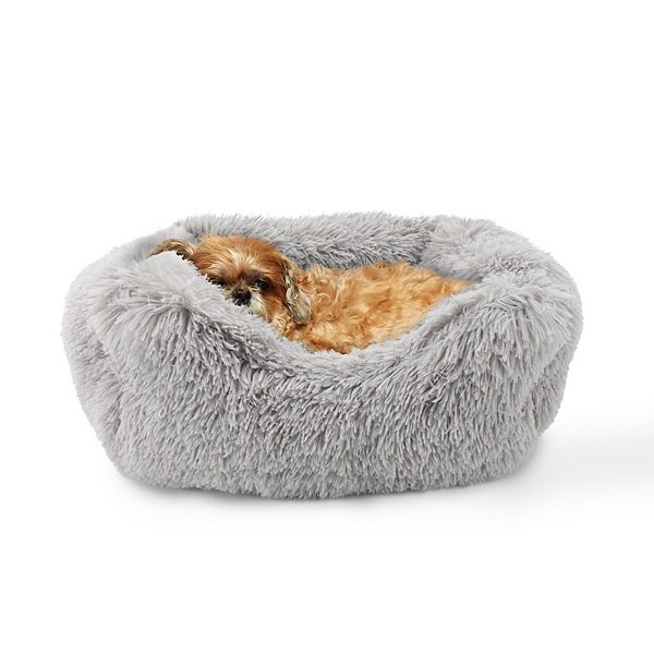 Precious Tails Lux Faux Fur Doughnut - Ice Gray (LARGE)