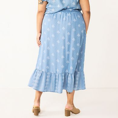 Plus Size Sonoma Goods For Life® Pull-On Tiered Skirt
