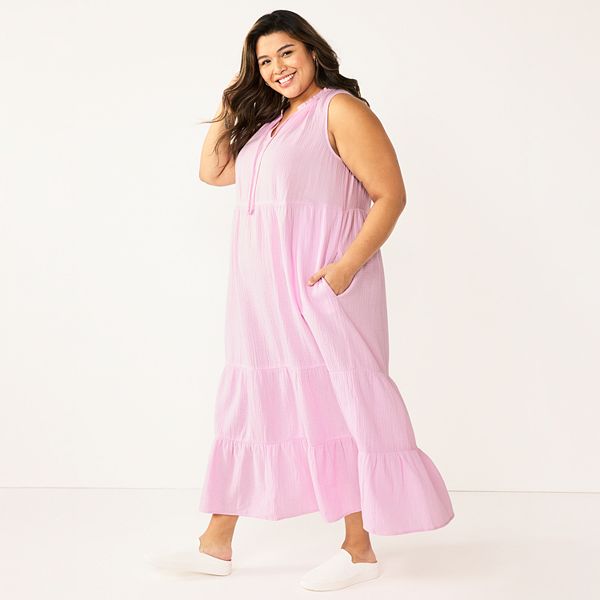 Plus Size Sonoma Goods For Life® x Lauren Lane Tiered Maxi Dress