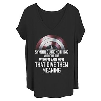 Juniors' Plus Size Marvel The Falcon & the Winter Soldier Symbols Are Nothing Shield Graphic Tee