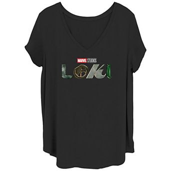 Juniors' Plus Size Marvel Loki Logo Tee