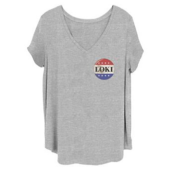 Juniors' Plus Size Marvel Loki Red White & Blue Badge Graphic Tee
