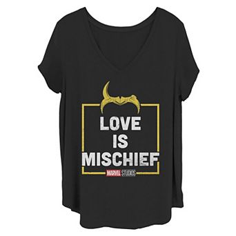 Juniors' Plus Size Marvel Loki Love Is Mischief Graphic Tee