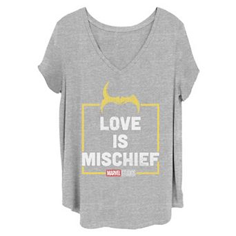 Juniors' Plus Size Marvel Loki Love Is Mischief Graphic Tee