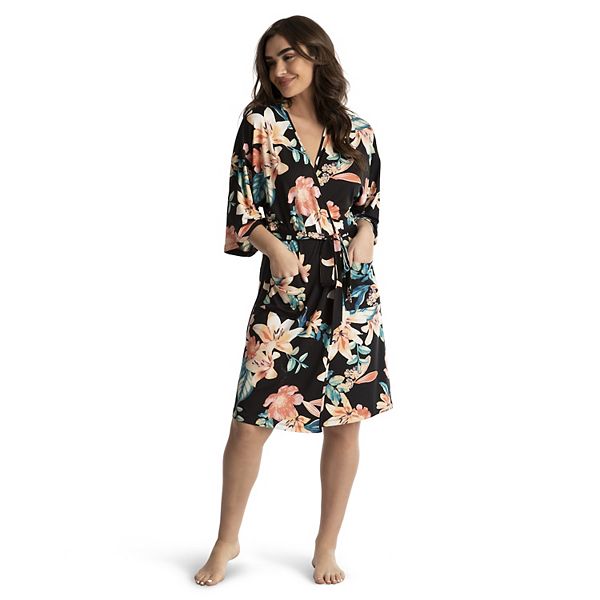 Women's Lilac+London Kimono Sleeve Print Wrap Robe