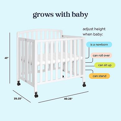 DaVinci Dylan Folding Portable 3-in-1 Mini Crib & Twin Bed