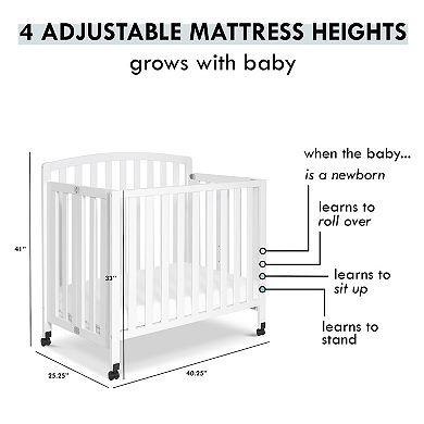 DaVinci Dylan Folding Portable 3-in-1 Mini Crib & Twin Bed