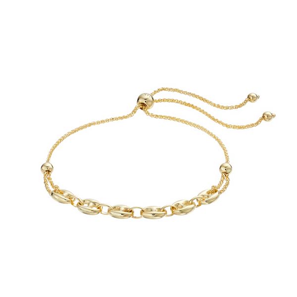 14k Gold Statement Link Adjustable Bracelet