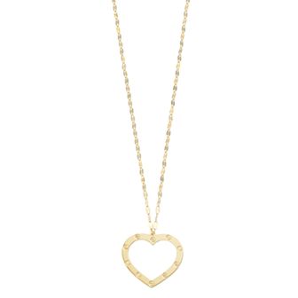 Karat Rush 14k Gold Textured Reversible Open Heart Necklace