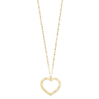 Karat Rush 14k Gold Textured Reversible Open Heart Necklace