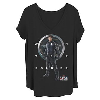 Juniors' Plus Size Marvel The Falcon And The Winter Soldier Grid Text Tee