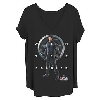 Juniors' Plus Size Marvel The Falcon And The Winter Soldier Grid Text Tee