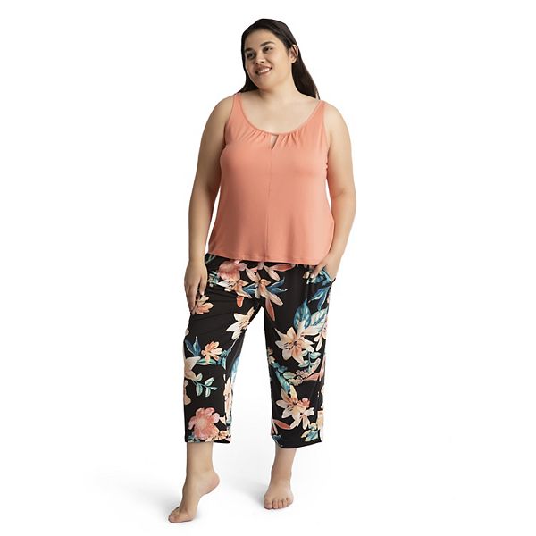 Plus Size Lilac+London Pajama Tank Top & Cropped Pajama Pants Sleep Set