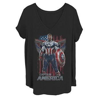 Juniors' Plus Size Marvel The Falcon And The Winter Soldier Captain America Tee