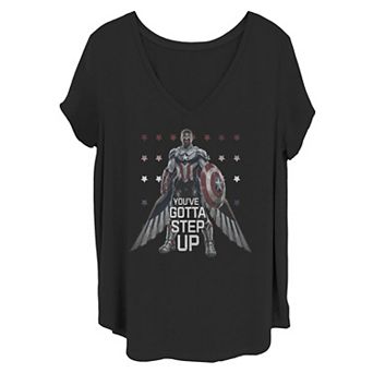 Juniors' Plus Size Marvel The Falcon Captain America "You've Gotta Step Up" Tee
