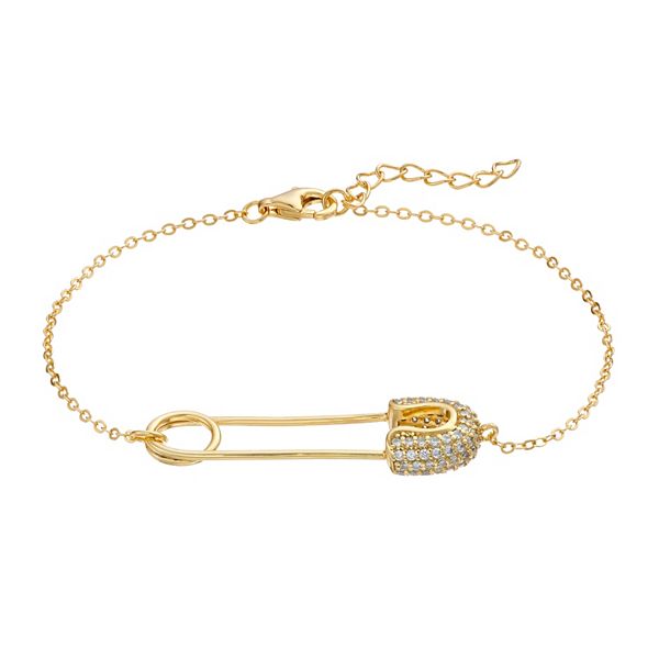 Gold safety pin bracelet hotsell