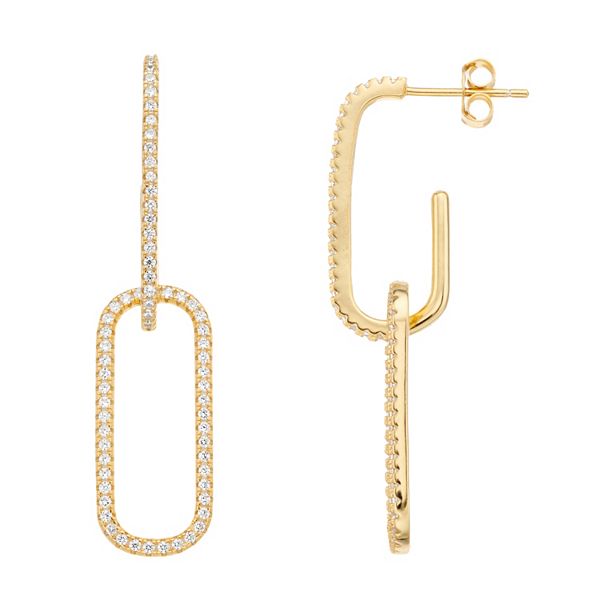 SPHERA MILANO
 14K Goldplated Sterling Silver & Cubic Zirconia Link Drop Earrings main image 1
