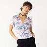 Juniors' SO® Ruched Front Button Down Shirt