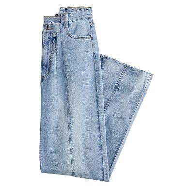 Juniors' SO® Cutaway Wide Leg Denim Jeans