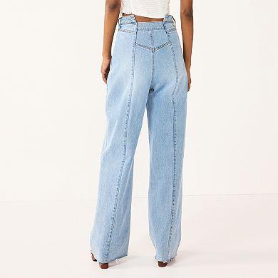Juniors' SO® Cutaway Wide Leg Denim Jeans