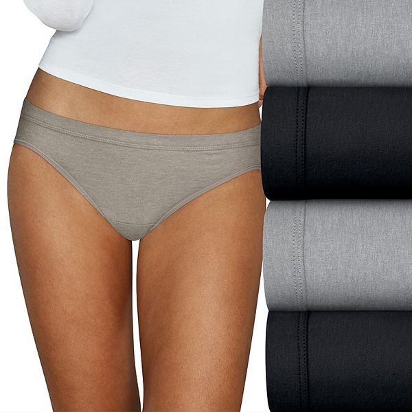 Women's Hanes 42FDM3 Comfort Period Moderate Bikini Panty (Pecan/Grey/Black  5) 