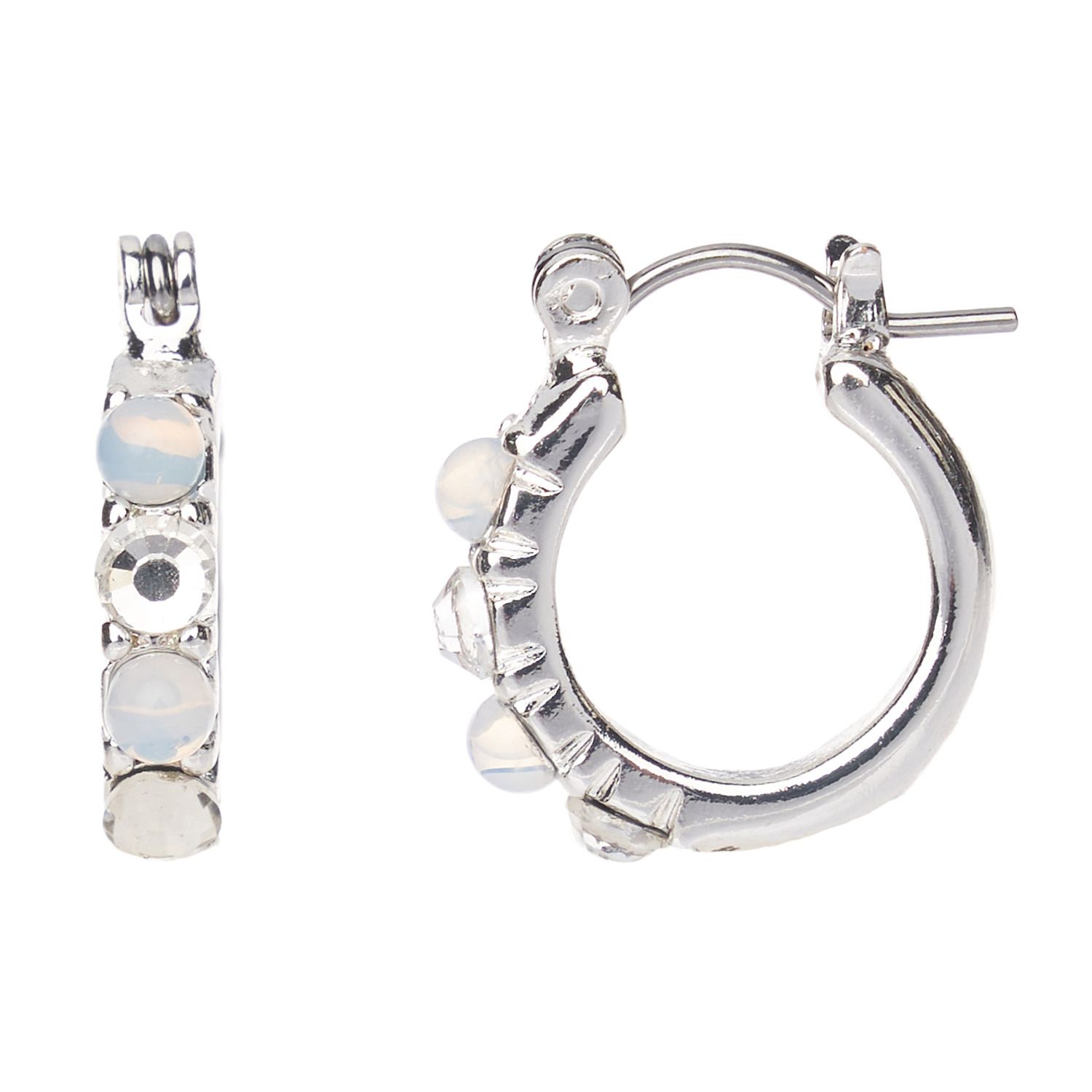Image for LC Lauren Conrad Silver Tone Simulated Moonstone & Simulated Crystal Mini Hoop Earrings at Kohl's.