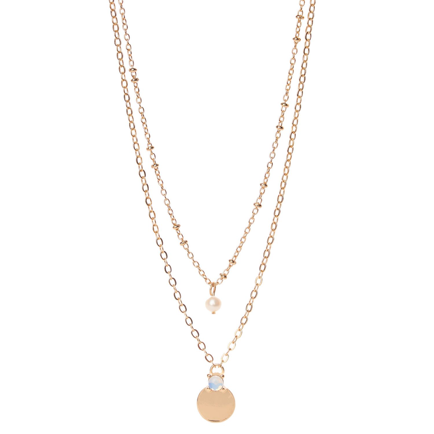 Image for LC Lauren Conrad Gold Tone Simulated Moonstone & Simulated Pearl Pendant Layered Necklace at Kohl's.