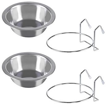 Pet Adobe Hanging Dog Bowl Set for Kennels or Crates