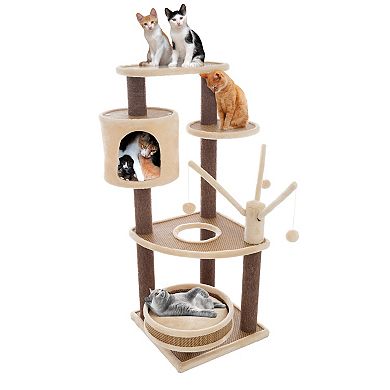 Pet Adobe 6-Tier Cat Tree Tower with Cat Bed