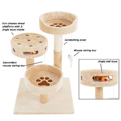 Pet Adobe 3-Tier Cat Tree House & Play Area