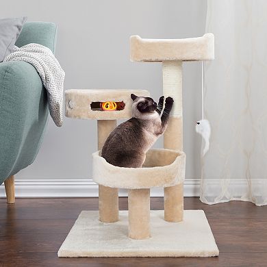 Pet Adobe 3-Tier Cat Tree House & Play Area