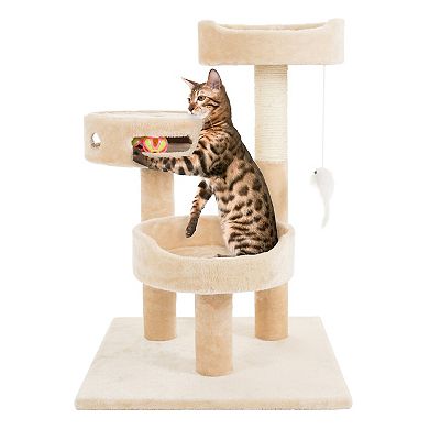Pet Adobe 3-Tier Cat Tree House & Play Area