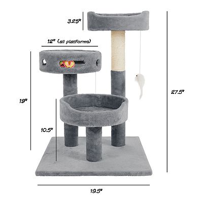 Pet Adobe 3-Tier Cat Tower & Interactive Toy