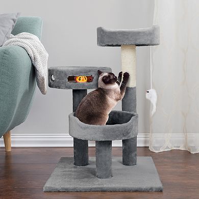 Pet Adobe 3-Tier Cat Tower & Interactive Toy
